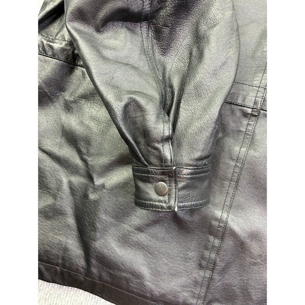 John Ashford Outdoors Men's XL Black Leather Car Coat Jacket Full Zip Vintage - Picture 12 of 12